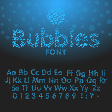 Alphabet letters consisting of blue bubbles, vector illustrationのイラスト素材