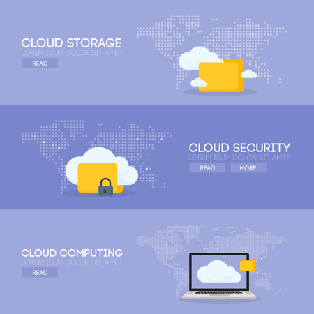 Cloud coputing storage service and security banner concept. Vector illustration.のイラスト素材