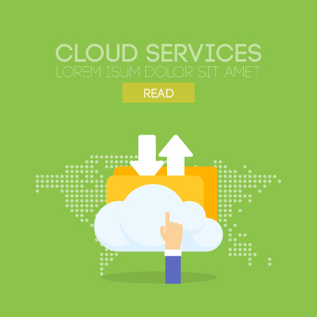 Cloud service banner concept. Map background. Vector illustrationのイラスト素材