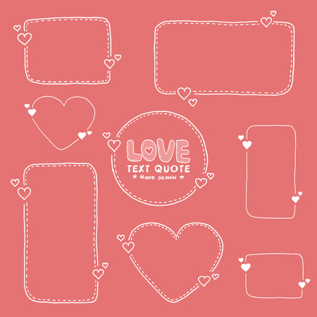 Set of hand drawn quote dashed line boxes. Doodle style.のイラスト素材