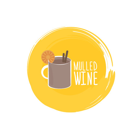 Hand sketched typographic element with mulled wine and text on blackboard background.のイラスト素材