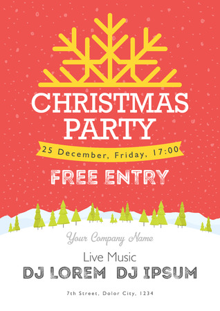 Christmas night party poster or flyer vector illustration. Merry christmas design template vector background.のイラスト素材