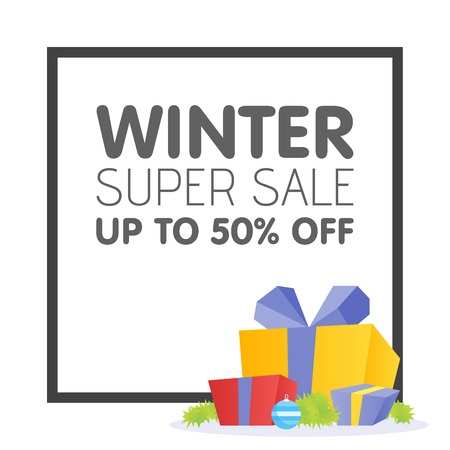Winter sale poster design template or Background. Creative business promotional vector.のイラスト素材