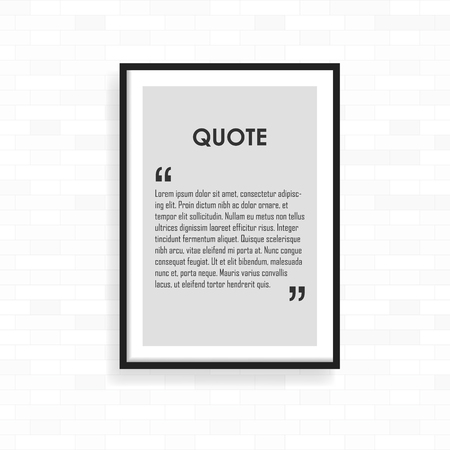 Realistic frame on light grunge brick wall. Perfect for your presentations. frame for your projects. Vector illustrationのイラスト素材