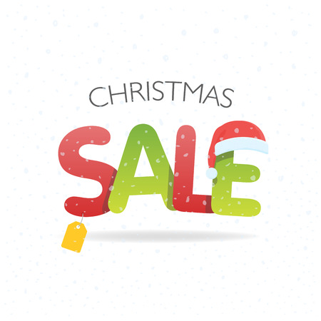 Sale inscription with snowflakes in paper style. Vector illustration.のイラスト素材