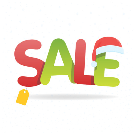 Sale inscription with snowflakes in paper style. Vector illustration.のイラスト素材