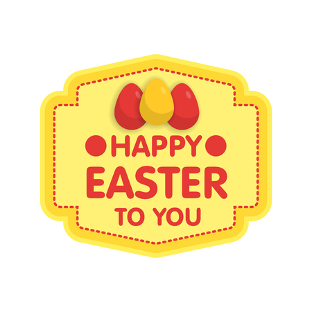 Easter eggs label vector illustration. Flat style.のイラスト素材