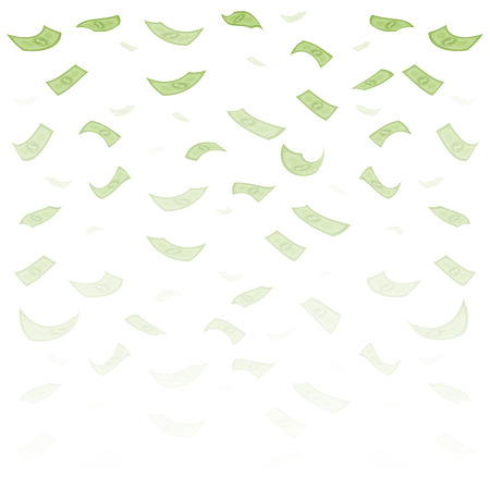 Finance concept. Dollar banknotes money rain. Hundred dollar banknotes flying. Seamless finance background. Vector illustration.のイラスト素材