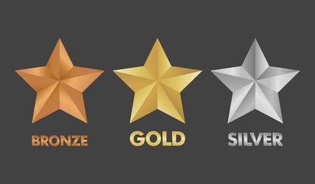 Gold Silver and Bronze star set vector illustration.のイラスト素材