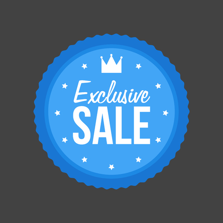 Vector Exclusive Sale flat blue Sign, Round Label.のイラスト素材