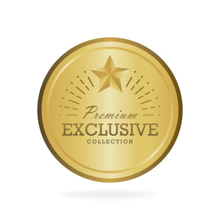 Exclusive collection sale golden badge. Gold label vector illustration.のイラスト素材