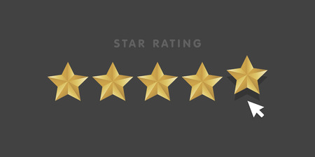 Golden star rating mouse click icon vector illustration.のイラスト素材