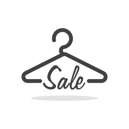 Hanger symbol with sale letter. Clothes shoping concept vector illustration.のイラスト素材