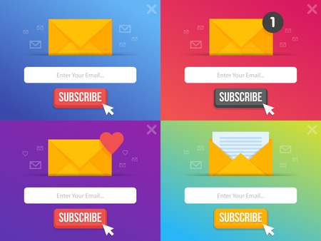 Modern pop-up subscribe form set for your website and blog. Vector illustration template.のイラスト素材