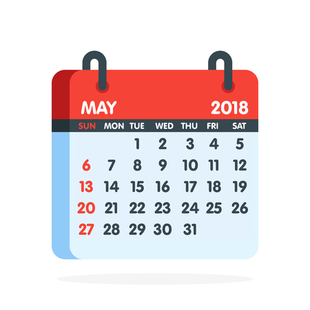 Calendar for 2018 year. Full month of May icon. Vector illustration.のイラスト素材