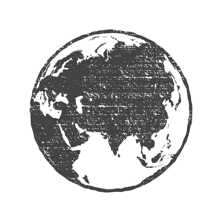 Grunge texture gray world map globe transparent vector illustration.のイラスト素材