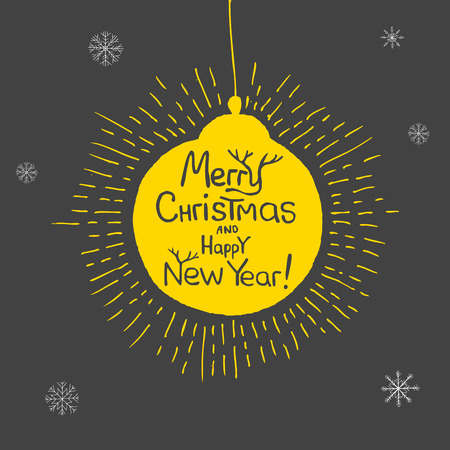 Holiday and Christmas hand drawing greeting card set. Isolated vector illustrationのイラスト素材