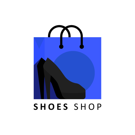 Shoe Shop Logo Concept. Womens shopping bag. Vector illustration.のイラスト素材