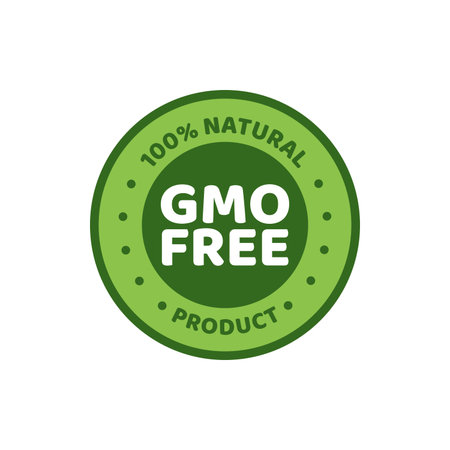 Vector illustration of green colored GMO free emblems.のイラスト素材