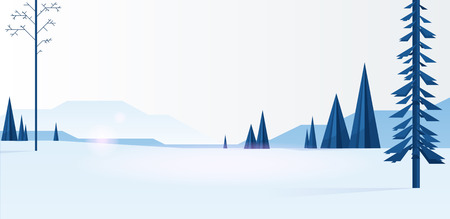 Blue Vector illustration of blue coniferous trees in winter forest.のイラスト素材