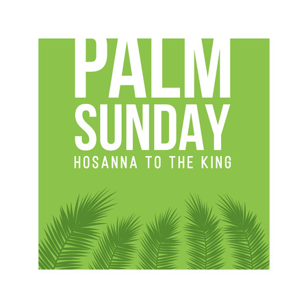 Palm Sunday holiday card, poster with palm leaves border, frame. Vector background.のイラスト素材