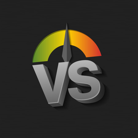 Vector illustration of VS letters as versus and scale from green to red on dark background.のイラスト素材