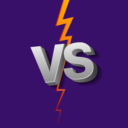 VS letters on ultraviolet background with lightning. Versus Vector Illustration.のイラスト素材