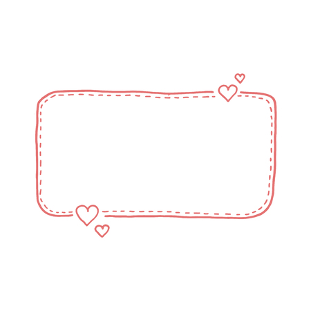 Hand drawn quote dashed line boxes. Doodle style. Cute lovely background for your love text. Vector illustrationのイラスト素材