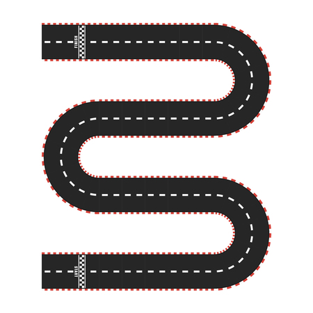 Race track road set with start and finish line. top view. Vector illustrationのイラスト素材