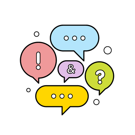 Vector illustration of a communication concept. Colorful dialog speech bubbles vector illustration.のイラスト素材