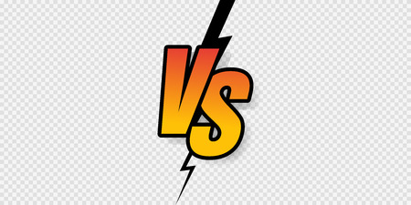 Versus sign gradient style with crack isolated on transparent background for battle, sport, competition, contest, match game, announcement of two fighters. VS icon. Vectorのイラスト素材