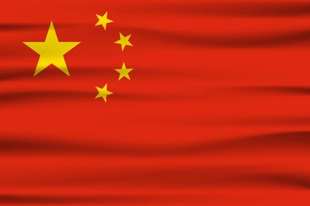 Wave China flag, official colors and proportion correctly. National China flag. Vector illustration.のイラスト素材