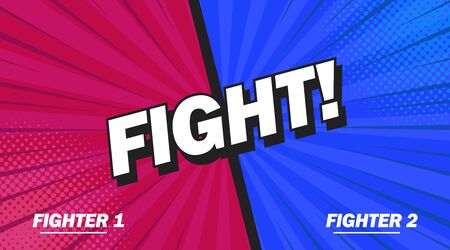 Fight 3d pop art style word. Comic background poster comic speech bubble. Vector illustrationのイラスト素材