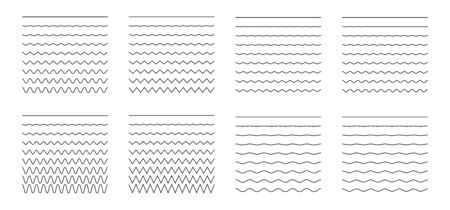 Set of wavy - curvy and zigzag - criss cross horizontal linesのイラスト素材