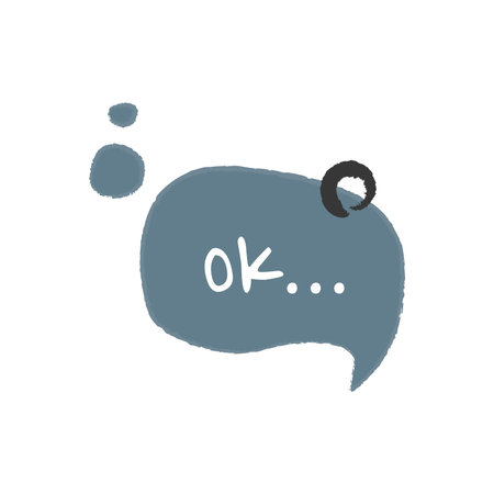 Word ok in cartoon speech bubble. Hand drawn slang lettering for dialogs, messages, chats etc....