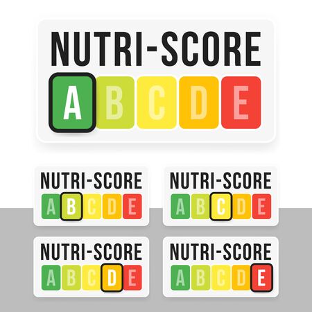 Nutri-Score system in France. Sign health care for packaging. Vector illustrationのイラスト素材