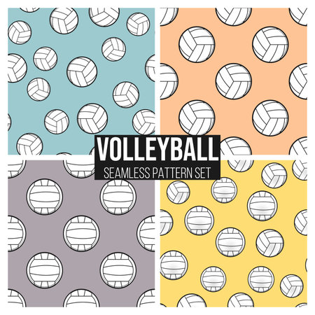 Black volleyball ball pattern repeat seamless in color background for any design. Vector geometric illustration set.のイラスト素材