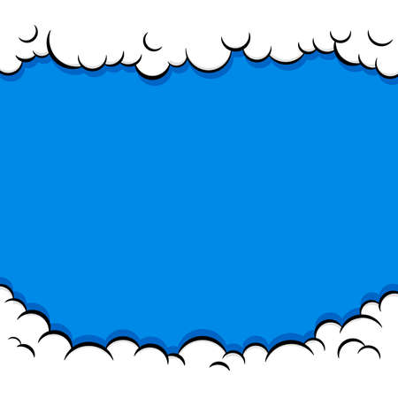 Cute Pop art Comic Background with Cloud and shine bright Vector Illustration. Comic book cartoon speech bubble for text. Cartoon puff cloud background for text template. Kids background.のイラスト素材