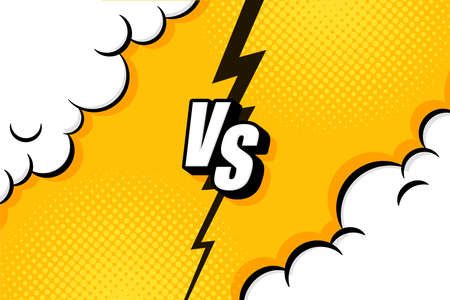 Versus VS letters fight backgrounds in flat comics style design with halftone, lightning. Vector illustrationのイラスト素材
