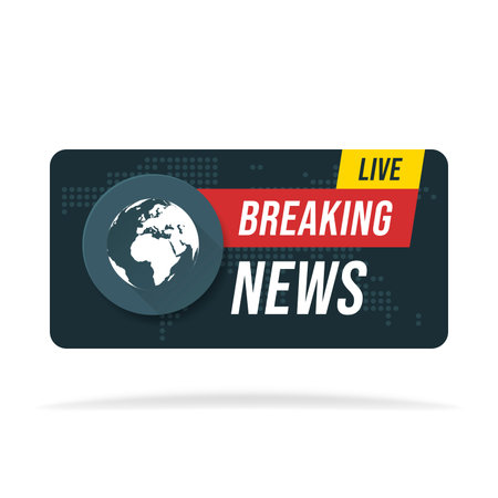 Live Breaking News headline in blue dotted world map background. vector illustration.のイラスト素材