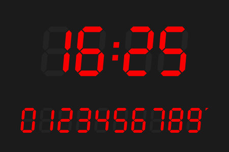 Calculator digital numbers. digital clock numbers set. vector illustrationのイラスト素材