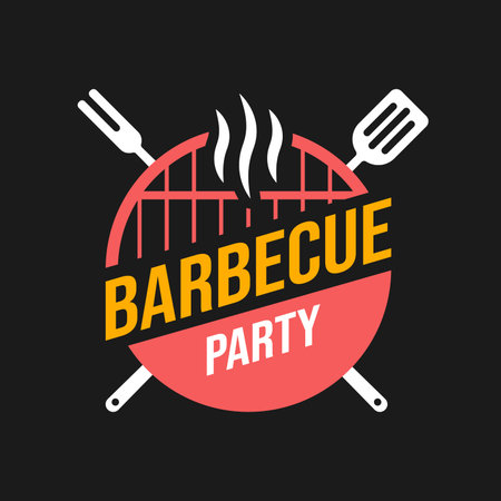 Barbecue and grill label, badge, and emblem. vector illustrations. Steak house. Steak house restaurant menu design elements flyer or poster on black backdrop.のイラスト素材