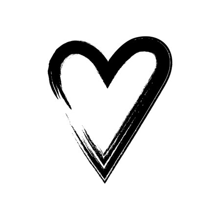 Heart grunge hand drawing graphic black ink brush shape. vector illustrationのイラスト素材