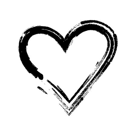 Heart grunge hand drawing graphic black ink brush shape. vector illustrationのイラスト素材