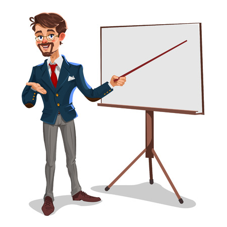 3d businessman in a presentation. The manager makes the report.のイラスト素材