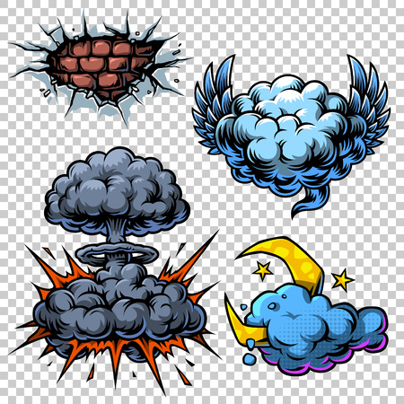 Vector set of color comics icons. Comic book setのイラスト素材