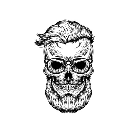 Vector illustration of human skull in sunglasses with face hidden bandana. Print for T-shirtsのイラスト素材