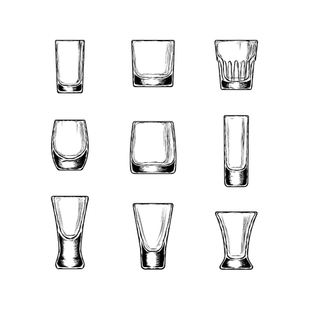 Set of vector illustration of stemware. Glasses for alcoholの写真素材