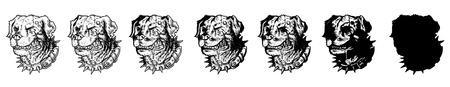 Vector set of illustrations of evil mad dogs grinning teethのイラスト素材