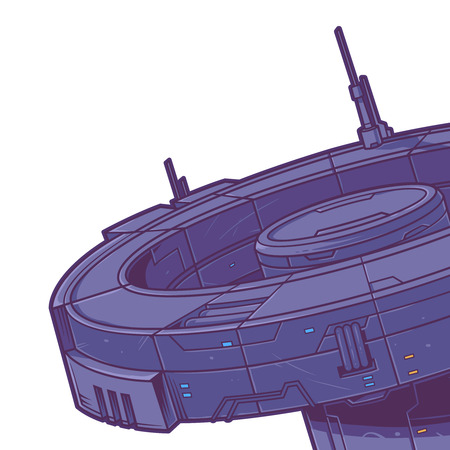 Vector illustration of a space station isolated on whiteのイラスト素材